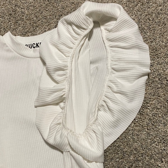 White Ruffled Sleeve Top - Picture 2 of 3
